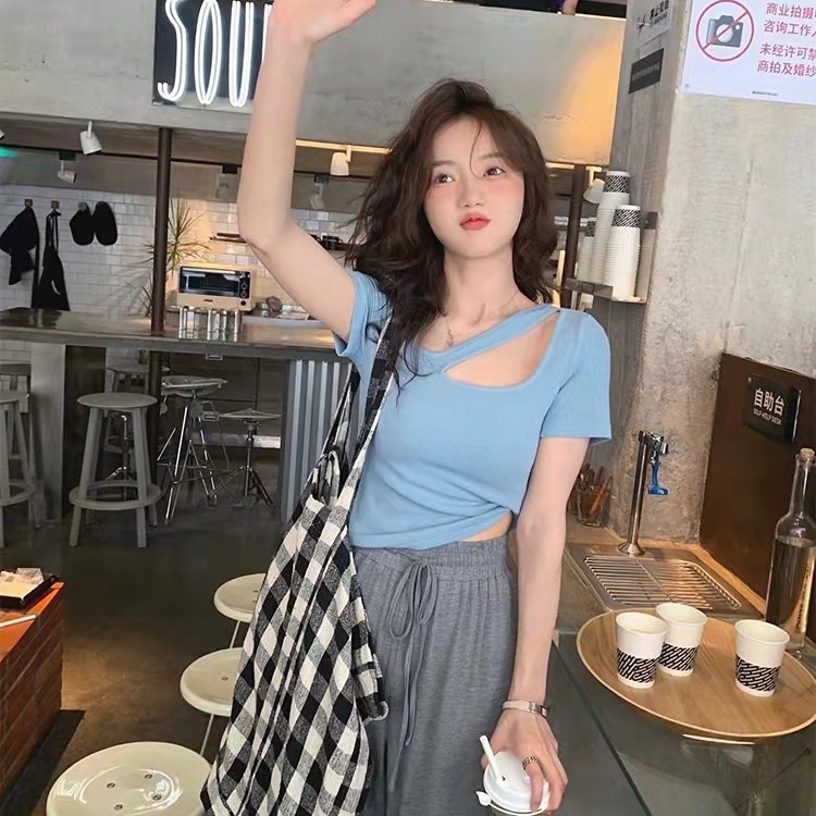 SUXI Áo Dệt Kim Tay Ngắn Dáng Ôm Dễ Phối Đồ Thời Trang Mùa Hè Phong Cách Hàn Quốc Cho Nữ