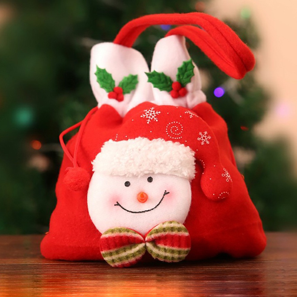 Túi Đựng Quả Táo Bằng Vải Lanh Trang Trí Giáng Sinh Cho Trẻ Em