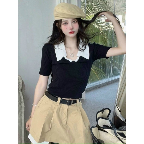 Áo thun gân cổ bẻ viền ☘️☘️☘️☘️SL alohashop91