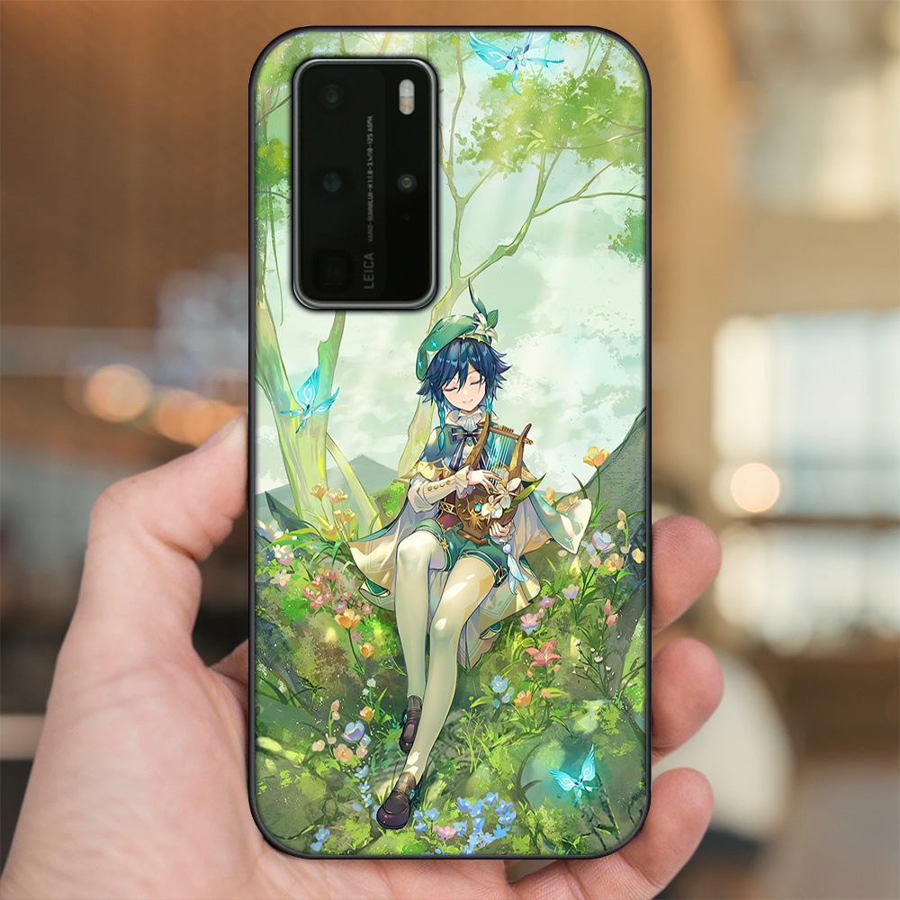 Ốp lưng Huawei P40 Pro viền đen in hình Venti Genshin Impact