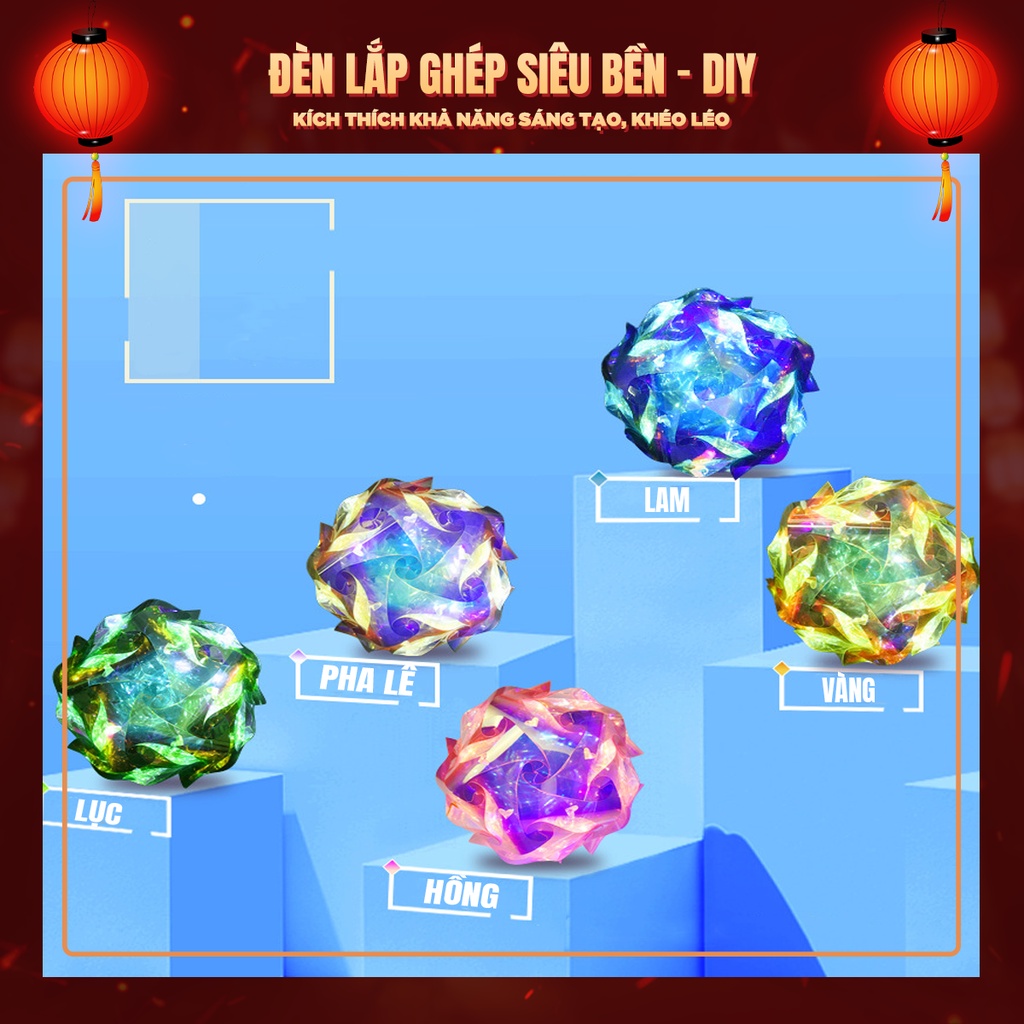 Đèn lồng trung thu đồ chơi lắp ghép cho bé, trang trí decor phòng ngủ, làm việc D4 Nhà Núi