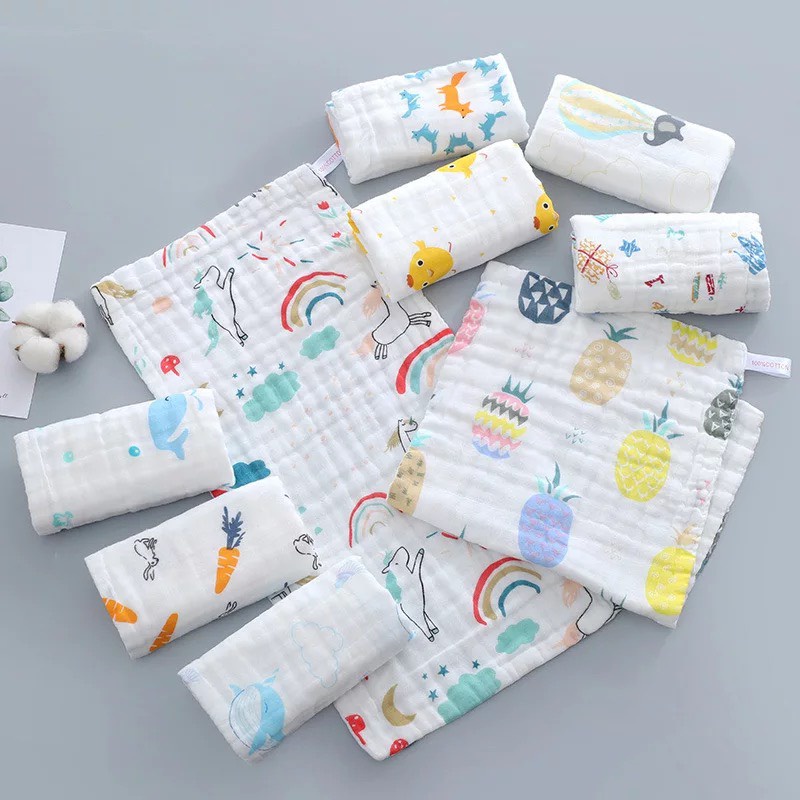 Khăn mặt sợi tre 6 lớp mềm mịn , 25* 50 cm , hình chọn ngẫu nhiên
