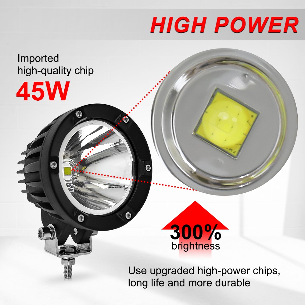 UNI-SHINE Đèn pha tại chỗ 45W Sáng kết hợp lũ lụt Đèn pha xe máy Hi / Lo Đèn pha sương mù Vàng / trắng cho xe tải đi đường trường SUV ATV