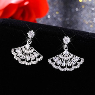 Bông tai nữ hình quạt bạc 925 cao cấp