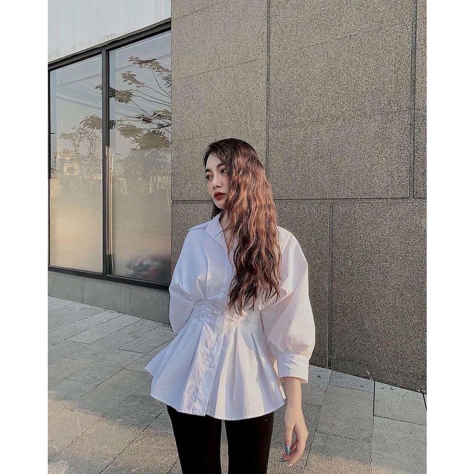 Áo sơ mi thắt eo tôn dáng phong cách Hàn Quốc dành cho nữ | BigBuy360 - bigbuy360.vn