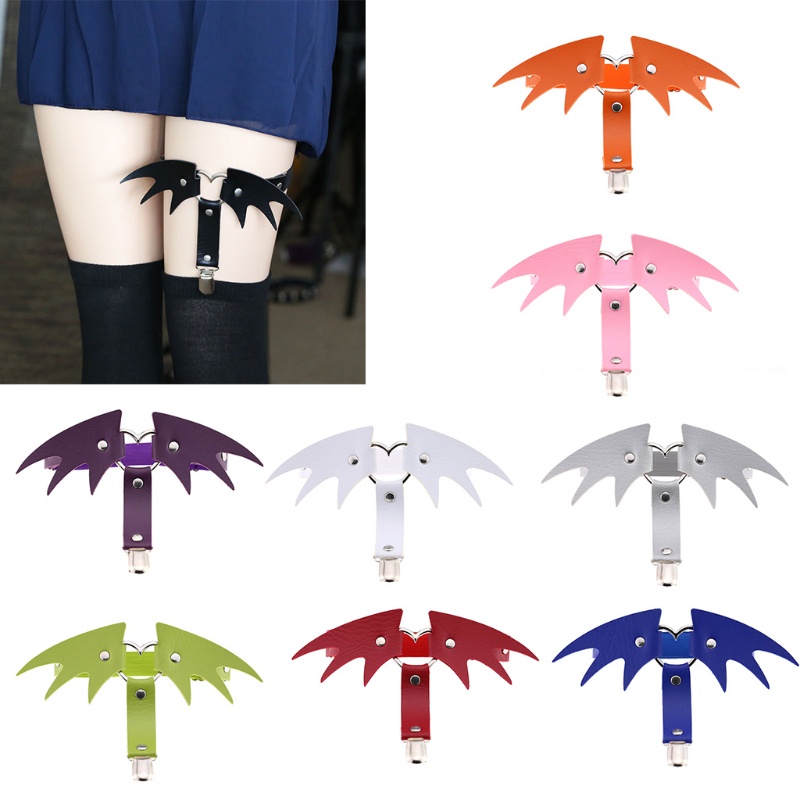 Xiangbao Đai Nịt Bít Tất Da Giả Phối Vòng Kim Loại Hình Trái Tim Phong Cách Gothic Punk Halloween Có Thể Điều Chỉnh