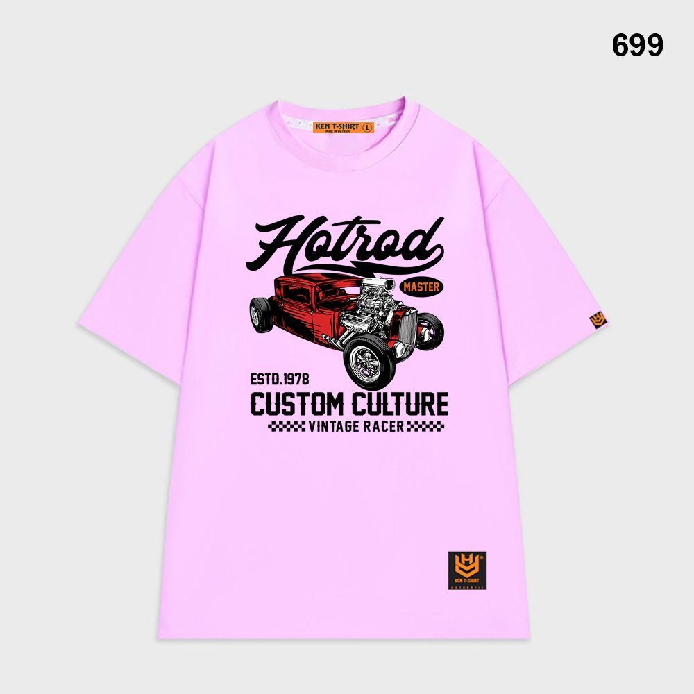 Áo thun tay lỡ unisex Nam Nữ form rộng Xe Hotrod 699 HY KOREA.