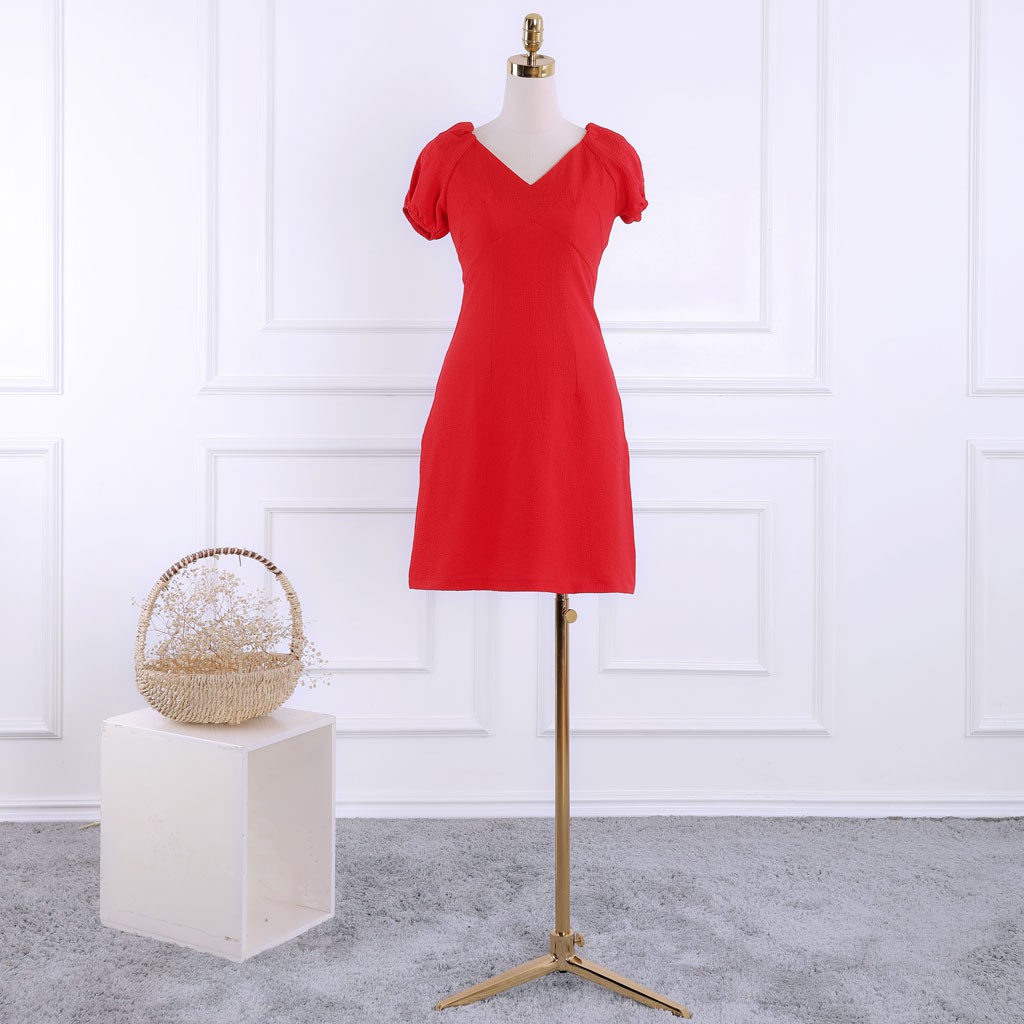 Đầm nữ tay bồng, cổ chữ V, dáng xòe tiểu thư, sang trọng, thiết kế cao cấp TKFASHION DK912