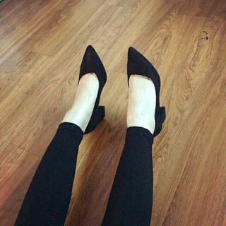 Giày Cao Gót Vuông 5cm Da Lộn Basic