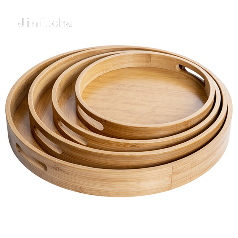 Khay gỗ hình tròn/ chữ nhật đựng thức ăn tiện dụng|Khay lưu trữ