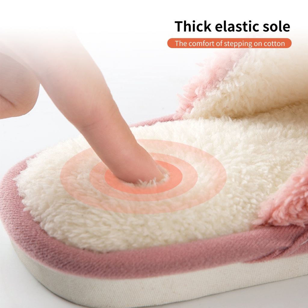 Dép JUJIAJIA bằng nhung ấm áp thoáng khí chống trượt thiết kế đàn hồi