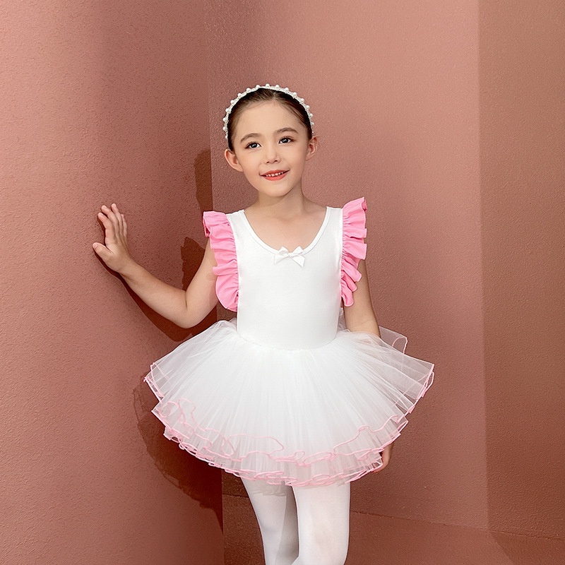Bộ Trang Phục Múa Chất Liệu Cotton Mỏng Màu Trắng Phong Cách Trung Hoa Mới Cho Bé Gái