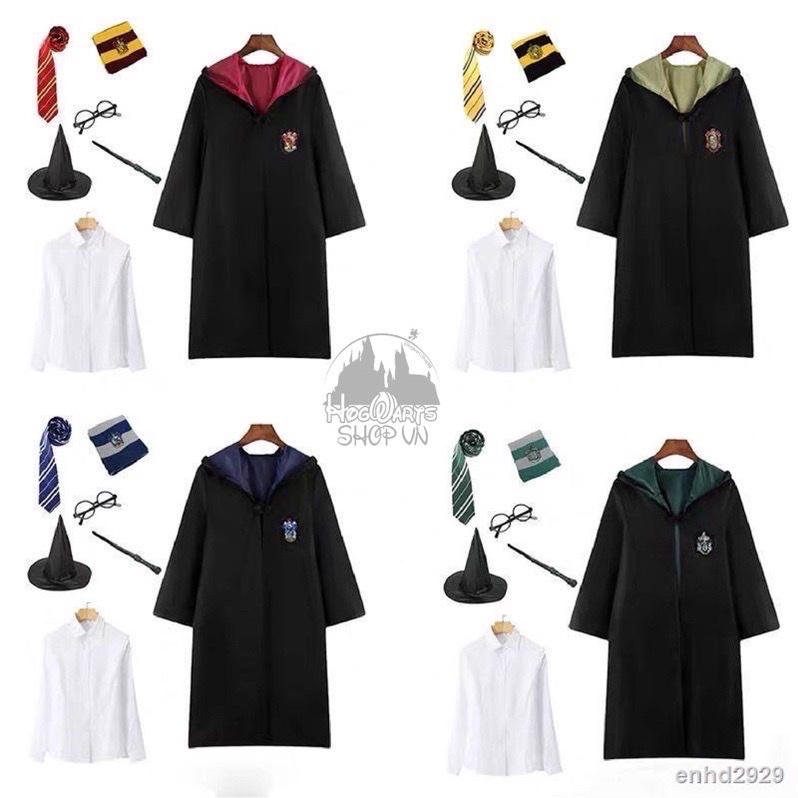 Áo chùng - áo choàng hoá trang phong cách trường Hogwarts-Harry Potter bốn nhà Gry, Huf, Sly, Rav