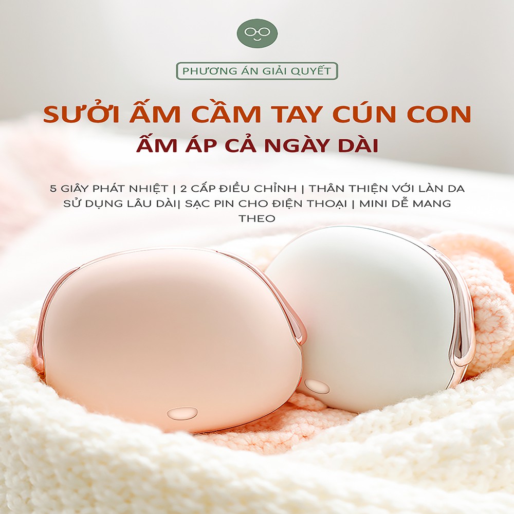 Máy sưởi ấm mini cầm tay jisulife, máy sưởi thông minh, kiểu dáng dễ thương, món quà cho mùa đông