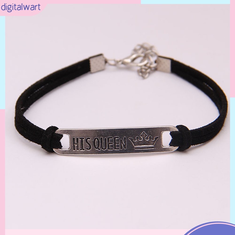 Vòng đeo tay gắn trang trí mặt kim loại His Queen / Her King dành cho các couple