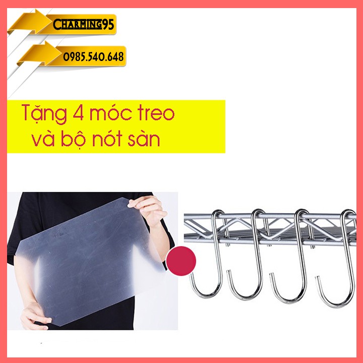 Kệ lò vi sóng - kệ để đồ nhà bếp 3 tầng 55x30x60 khung thép đen - Kệ nhà bếp RE0266