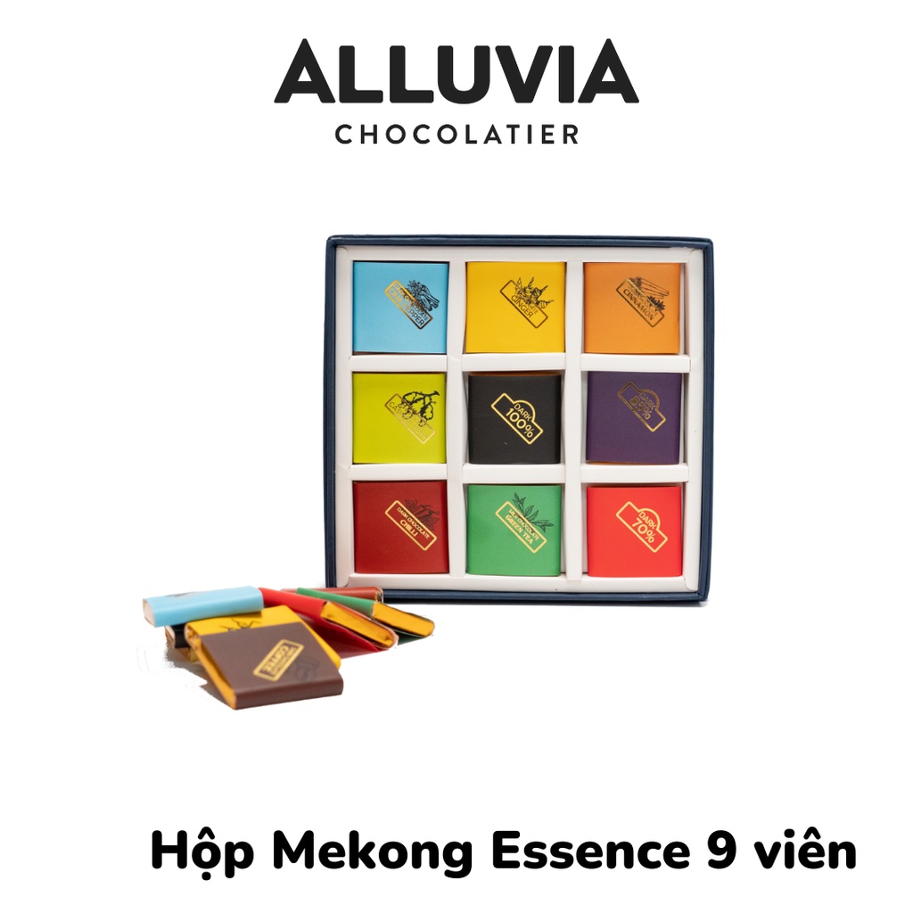 Hộp quà tặng socola nguyên chất Mekong Essence 9 viên Alluvia Chocolate