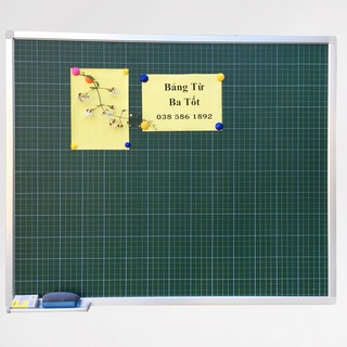 Bảng từ xanh ô ly 90x120 cm chống lóa Hàn Quốc Tặng hộp phấn, Nam châm