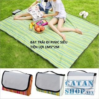 Bạt trải cắm trại 1M5 * 2M xếp gọn, thảm trải đi phượt, picnic 3 lớp chống thấm có quai xách cao cấp DL46
