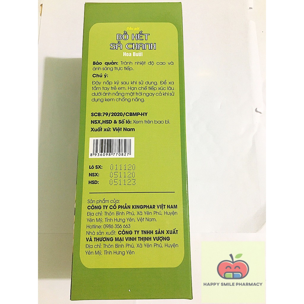 Dầu gội BỒ KẾT XẢ CHANH hoa bưởi thiên nhiên - sạch gàu, rụng tóc, chắc khoẻ óng ả tóc