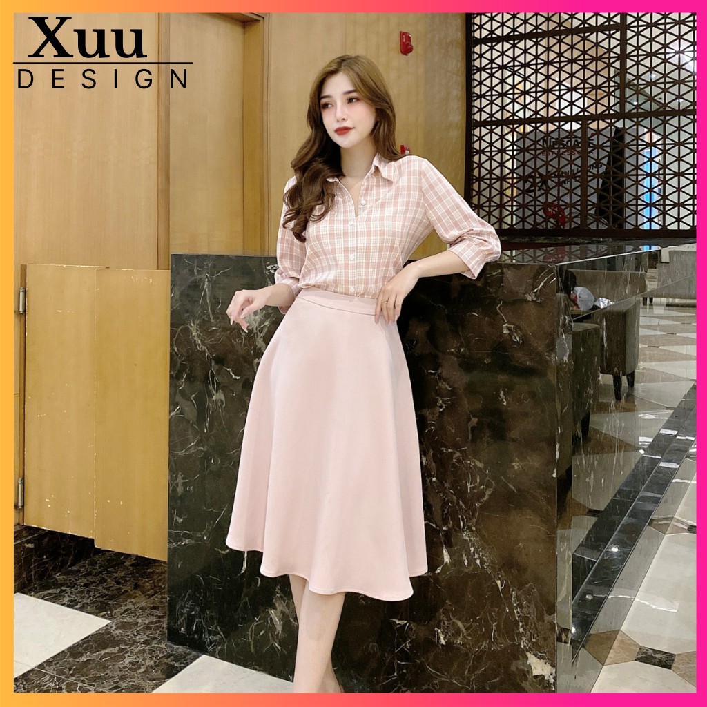 Chân váy xòe dáng dài 💖Xuu Design💖 Chất vải tuyết mưa dày dặn CVX