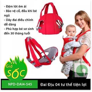 Đai địu 04 tư thế tiện lợi cho bé sơ sinh đến 30 tháng tuổi - NPD-DAI4-545 (Nhiều màu)