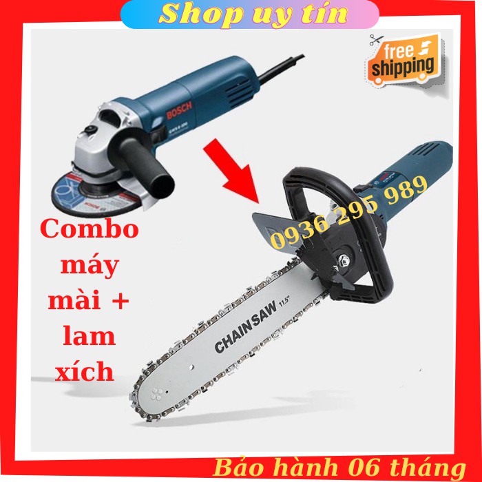 (Combo) Máy mài Cầm Tay Bosch 670W và Lưỡi Cưa Xích Chain Saw gắn máy mài - Máy Mài + Lưỡi Cưa