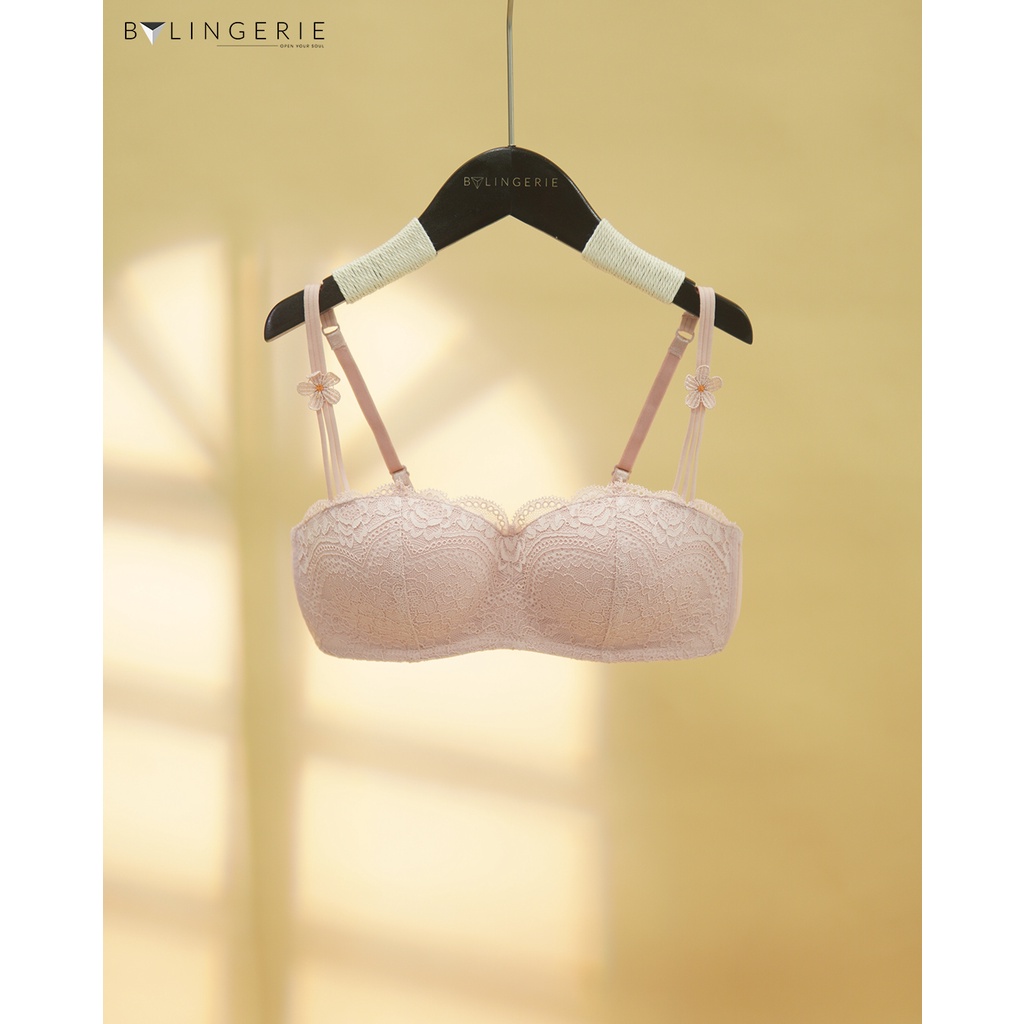 Bộ đồ lót ren nữ BY LINGERIE màu hồng không gọng đệm mút nâng ngực | B231