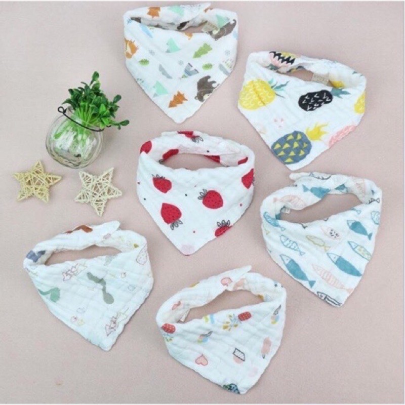 Set 3 Yếm Xô Cotton 1 Cúc Bấm