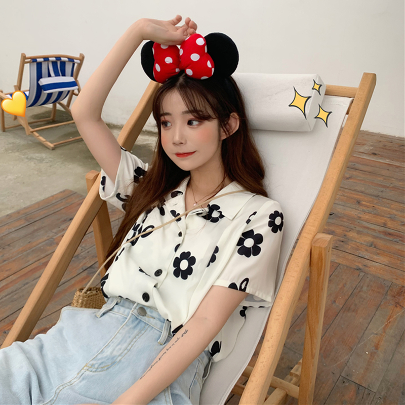 SUXI Áo sơ mi tay ngắn dáng rộng phong cách Hàn Quốc thời trang dành cho nữ