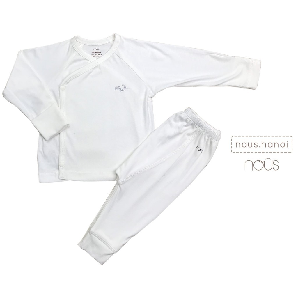 ۩✠❏Bộ Quần Áo Sơ Sinh Nous Cài Lệch Trắng 2021 Mã S6 (Size Newborn NB)