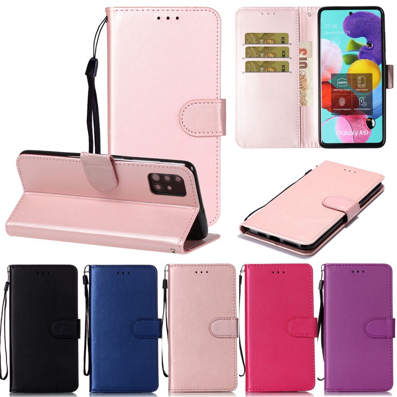 Bao da điện thoại màu trơn có giá đỡ cho Samsung Galaxy a21s A10 A20 A30 A40 A50 A70 A30S A50S