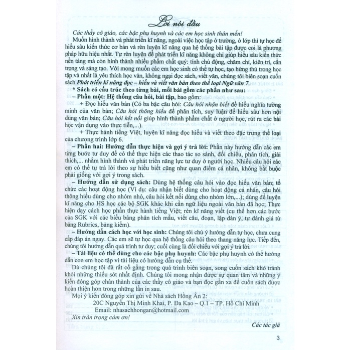 Sách Phát Triển Kĩ Năng Đọc - Hiểu Và Viết Văn Bản Theo Thể Loại Môn Ngữ Văn 7 (Bám Sát SGK Kết Nối)