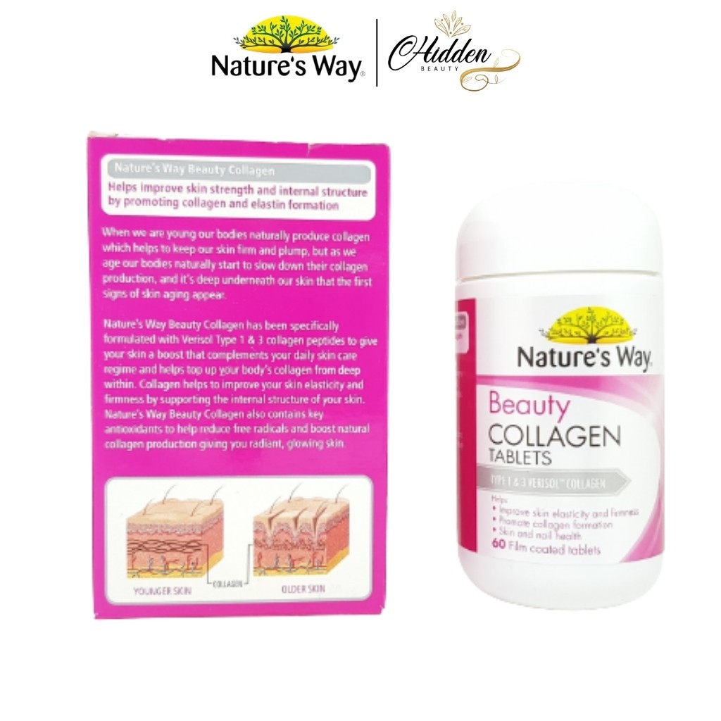 Viên uống đẹp da Nature's Way Beauty Collagen Booster Nature's Way 60 viên - Hidden Beauty | Thế Giới Skin Care