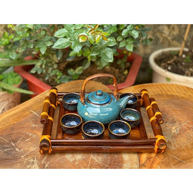 Khay Bàn Trà Khay Tre Đựng Ấm Chén Trà Dễ Vệ Sinh Khay Trà Tre Thủ Công Việt Nam