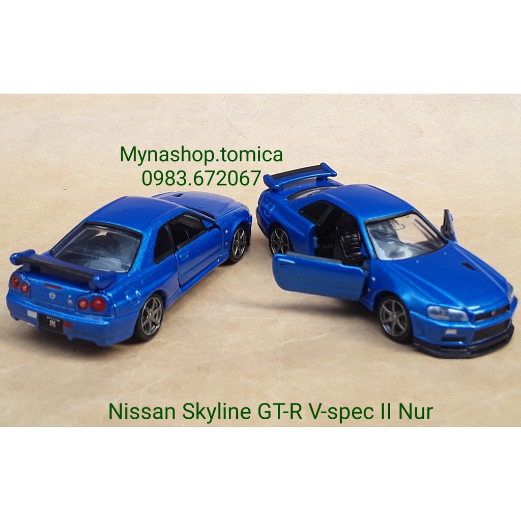 Tomica premium không hộp - Nissan Skyline GT-R V-Spec II Nur - xanh dương.