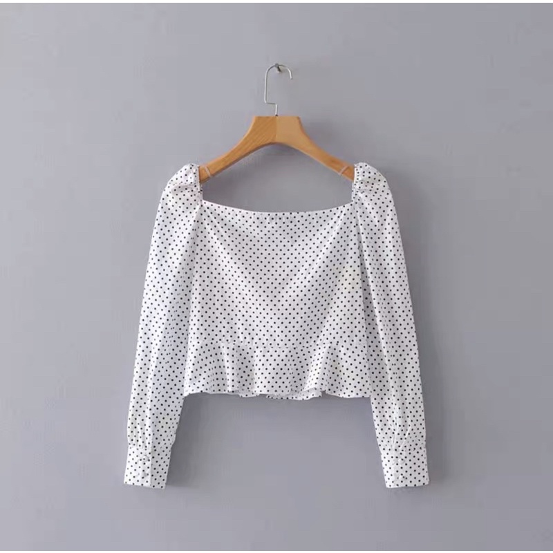 Áo Banichonghuai QC Chấm Bi Cổ Vuông Dễ Thương Size XS