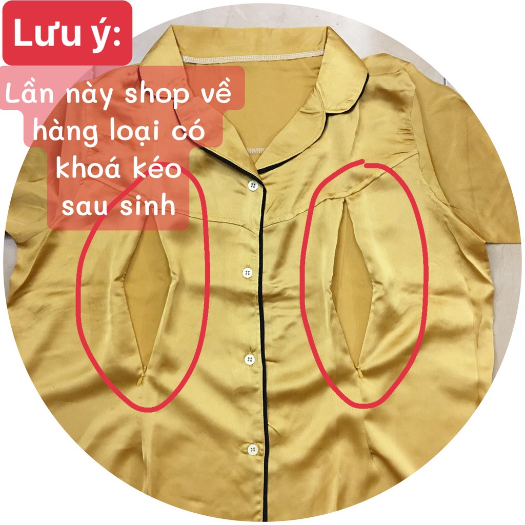 Bộ pijama bầu và SAU SINH Dài Tay chất lụa satin trơn - 𝐁𝐃𝟐𝟑