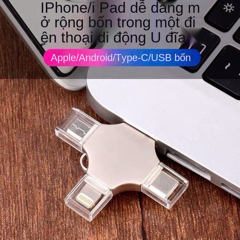 Điện thoại di động Apple U disk 256G Máy tính Android Type-C128G bốn trong một kim loại tốc độ cao 3.0 ipad2 USB ổ đĩa f | BigBuy360 - bigbuy360.vn