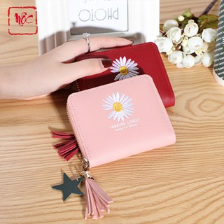 Ví nữ cầm tay, bóp da mini thêu hoa cúc nhiều ngăn nhỏ gọn bỏ túi tiện lợi- VD803