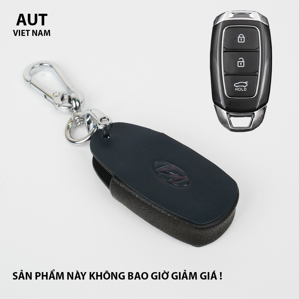 Bao da chìa khóa Hyundai 3 nút mới - handmade da bò thật