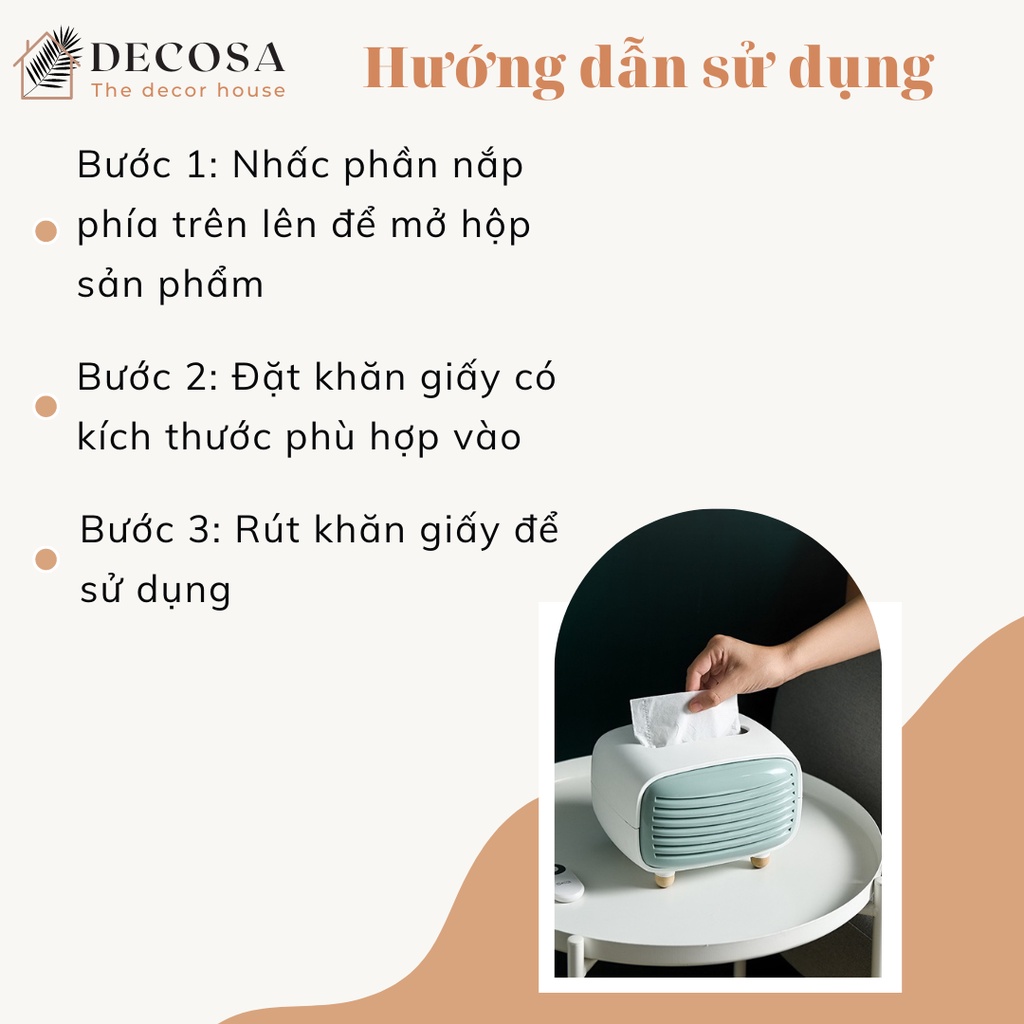 Hộp nhựa đựng khăn giấy có túi than tre hoạt tính ngăn côn trùng khử mùi hôi DECOSA