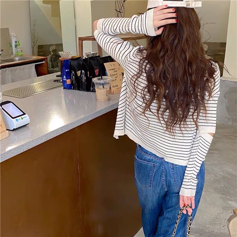 set áo len khuy cài cổ đức kèm áo sát nách sọc kẻ ngang (21287#) | BigBuy360 - bigbuy360.vn