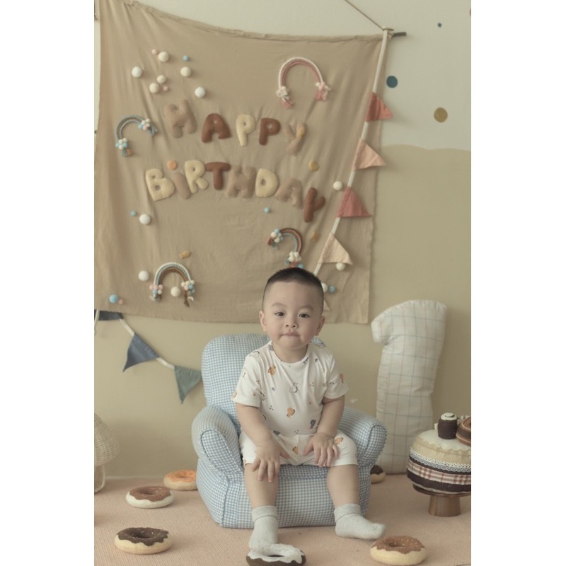 LIL Bộ cộc tay vải petit Little Love siêu mềm mát cho bé trai bé gái