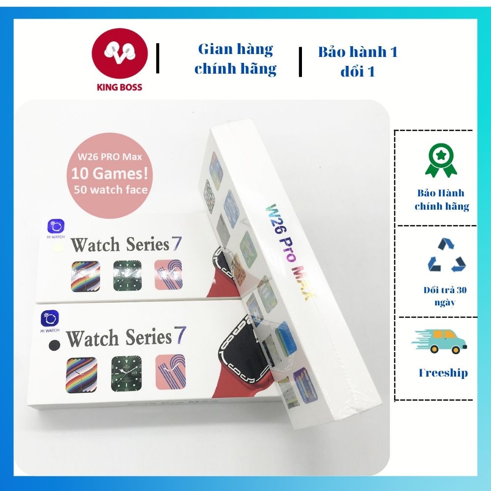 Đồng hồ thông minh W26+Pro Series 6 - Cài hình nền - Nút tròn xoay được - Có game - Cài mật khẩu