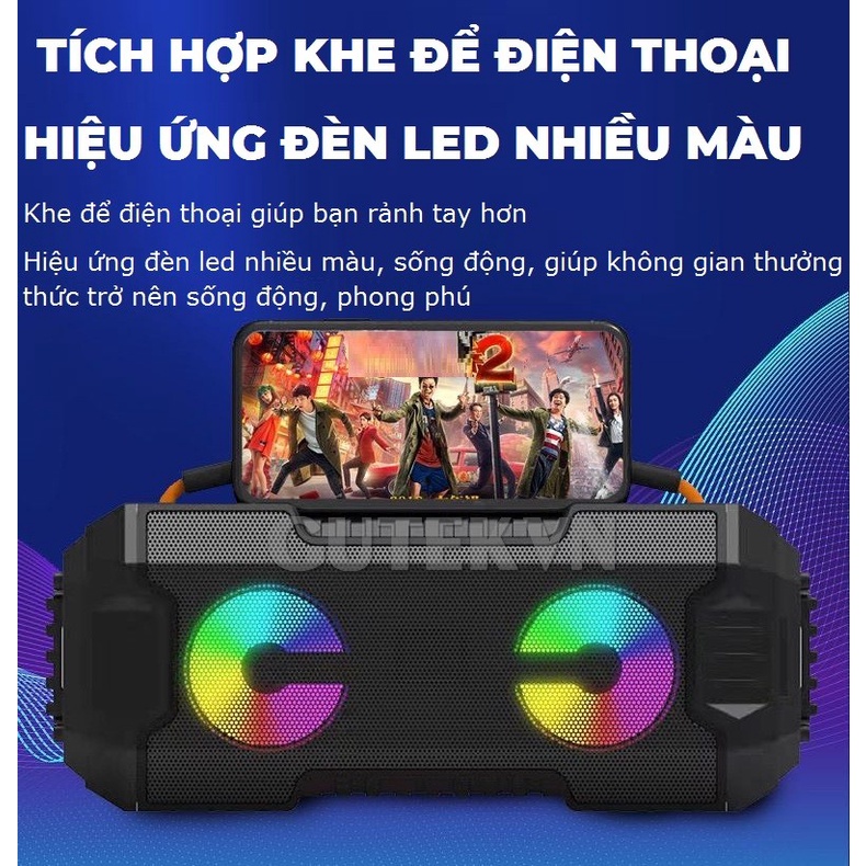 Loa Bluetooth Karaoke Xách Tay Gutek HT-M10 Bass Siêu Trầm Tặng Kèm 1 Mic Hát Có Dây Cắm Trực Tiếp