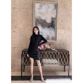 Đầm thun body nhúm hông cổ 3p- ORDER
