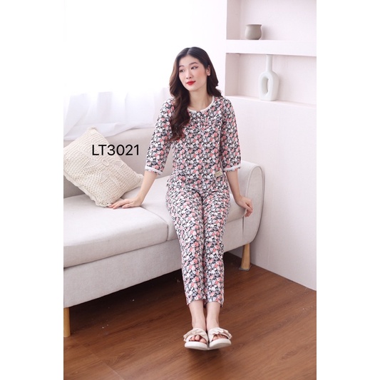 Bộ quần áo ngủ,bộ đồ nữ,bộ đồ mặc sau sinh,bộ áo dài quần dài thiết kế trẻ trung,dễ thương mã LT012 LT2022 LT2023 | BigBuy360 - bigbuy360.vn