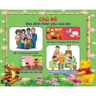 Tranh chủ đề mầm non decal dán chủ đề gia đình thân yêu của bé