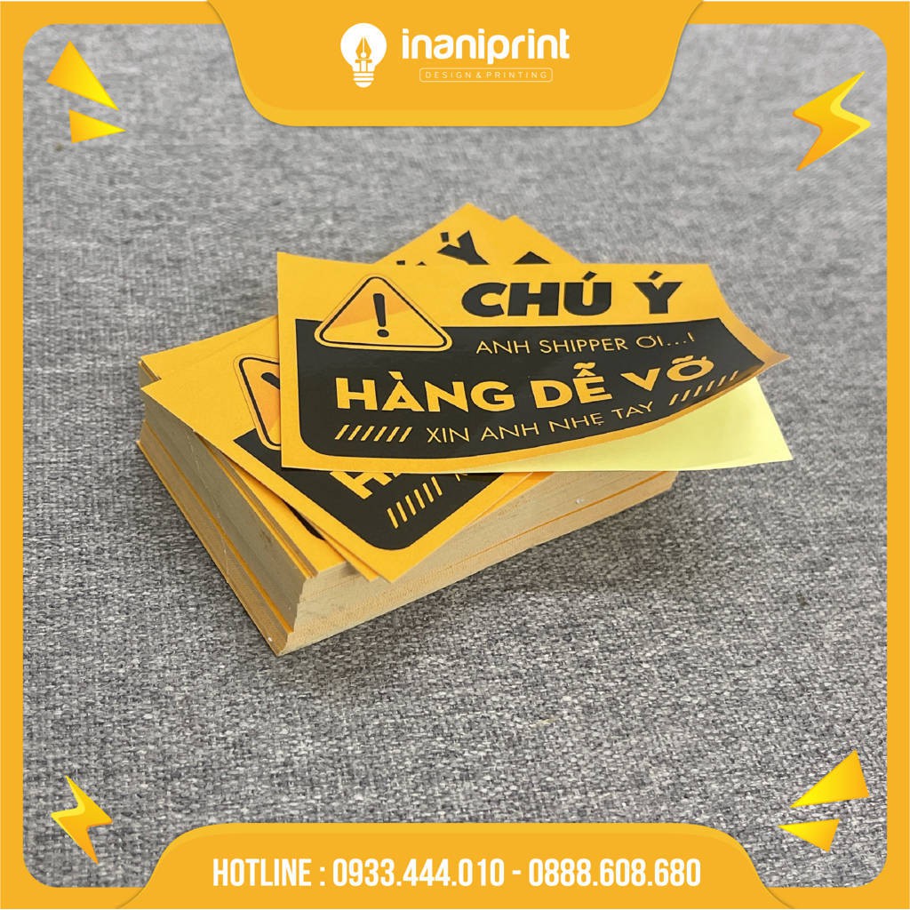 Tem nhãn dán hàng dễ vỡ, tem chú ý hàng dễ bể MS : 023